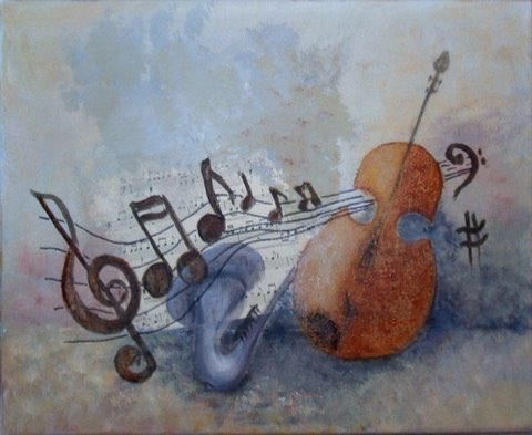 En musique — Technique mixte par Eliane Desther