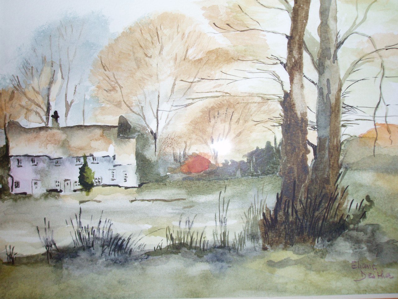 Village — Aquarelle sur papier par Eliane Desther