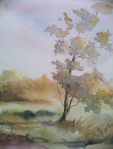 Arbre au printemps — Aquarelle sur papier par Eliane Desther